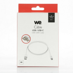 Câble USB-C / USB plat USB 3.1 gen 1 - 2m - Blanc