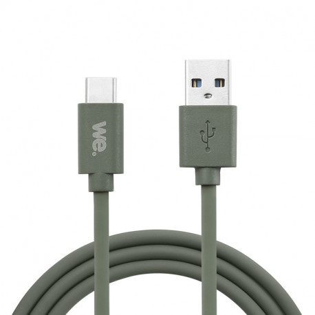 Câble USB/USB-C en silicone - USB 3.2 gen 1 - 1m - vert kaki