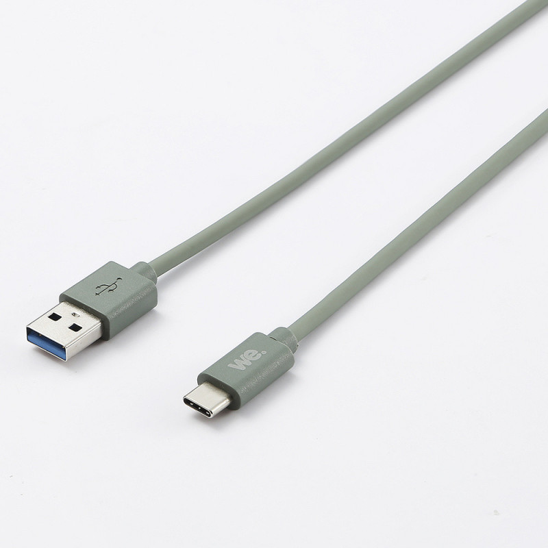 Câble USB/USB-C en silicone USB 3.2 gen 1 - 1m - vert kaki