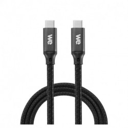 WE Câble USB-C mâle/USB-C mâle/mâle en nylon tressé 1m - USB 3.2 gen 1 - 3A - noir et blanc