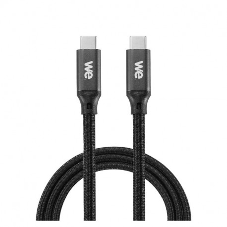 WE Câble USB-C mâle/USB-C mâle/mâle en nylon tressé 1m - USB 3.2 gen 1 - 3A - noir et blanc