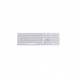 Clavier sans fil Bluetooth - MacOS - Batterie rechargeable intégrée - aspect Alu - Blanc argenté