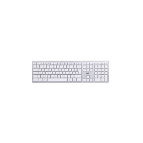 Clavier sans fil Bluetooth - MacOS - Batterie rechargeable intégrée - aspect Alu - Blanc argenté