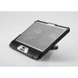 Support ventillé pour PC portable jusqu'à 17,3" - 2 ports USB intégrés - 2 ventillateurs - Surface en alu - pied rotatif