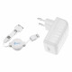 HEDEN Chargeur prise murale 3-en-1 - Micro usb + 2 connectique apple - Un câble rétractable de 80 cm Blanc