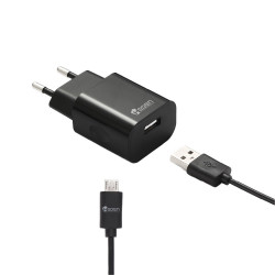 Chargeur secteur 2.4A + câble micro USB 1m noir