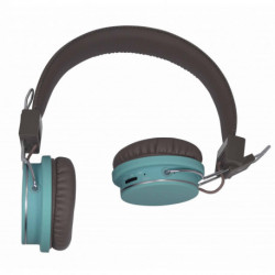 HALTERREGO Casque double H. - Marron et bleu - Filaire et/ou Bluetooth - Fonction tel - Lecteur Mini-SD