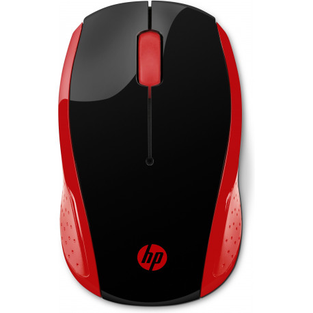 Souris sans fil HP 200 Rouge et noir - Forme galbée - 2 piles AAA 1000 ppp