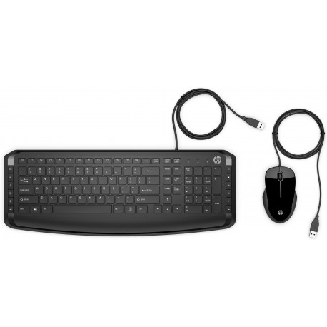 HP Pavilion 200 - Kit Clavier + souris filaire - Noir - 12 raccourcis - 3 LED - souris brillante - 16000 Dpi