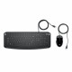 HP Pavilion 200 - Kit Clavier + souris filaire - Noir - 12 raccourcis - 3 LED - souris brillante - 16000 Dpi