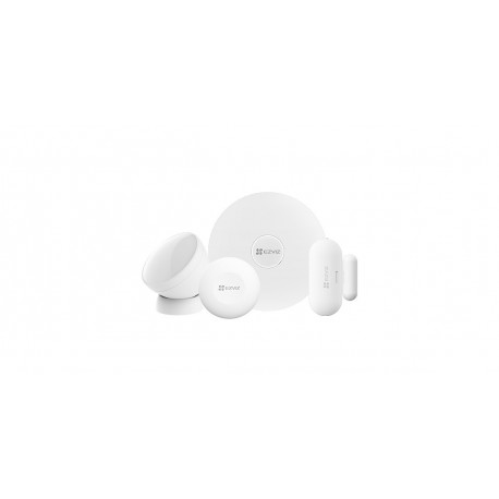 EZVIZ Home Sensor Kit d'alarme 4 détecteurs - 1 x Hub 1 x Détecteur PIR 1 x Détecteur ouverture fermeture - télécommande