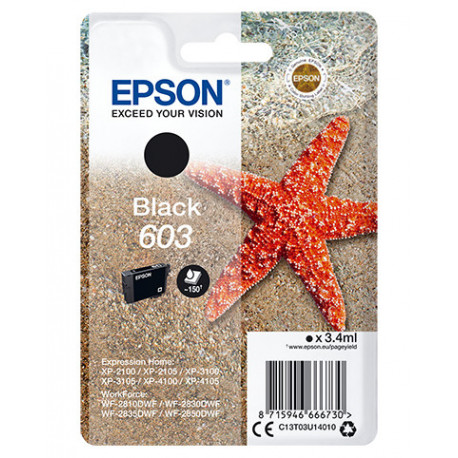 EPSON 603 Cartouche Etoile de Mer Noir 3,4ml Alarme