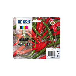 EPSON 503 Multipack Piments Encre - Noir, Cyan, Jaune, Magenta - 1 x 4,6ml + 3 x 3,3ml