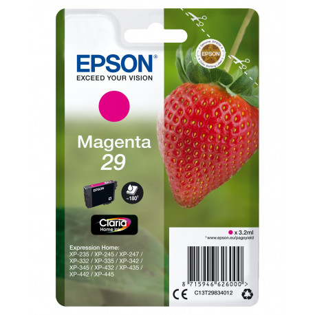 EPSON 29 Cartouche Fraise Encre Claria Home Magenta 3,2ml Alarme