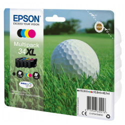 EPSON 34XL Pack 4 cartouches Golf - Noir (16,3ml), Cyan, Jaune, Magenta (10,8ml)