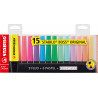 STABILO Set de bureau Boss Original 15 surligneurs (9 fluo+6 pastel)