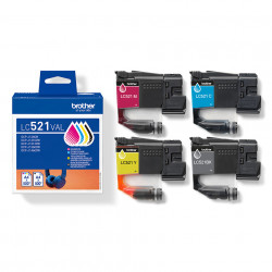 BROTHER LC521VAL - Pack de 4 cartouches d'encre (Noir, Cyan, Jaune, Magenta) - 500 pages