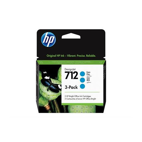 HP Pack 3 Cartouches Encre 712 Cyan 3x29ml