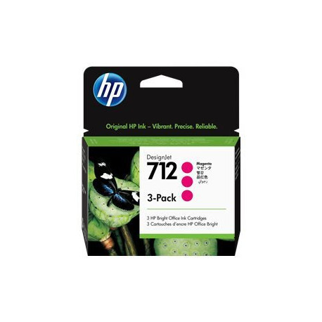 HP Pack 3 Cartouches Encre 712 Magenta 3x29ml