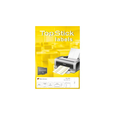 TOP STICK Boîte de 200 Etiquettes universelles 105 x 297 mm Coloris Blanc
