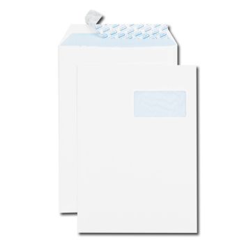 GPV 250 pochettes blanches C4 229x324 90 g fenêtre 100x50 bande de protection