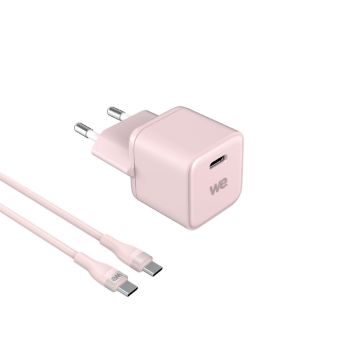 Bundle chargeur WE PC GaN 1 port USB-C 65W - PD3.0 + câble USB-C/USB-C 2m - Toucher doux, rose
