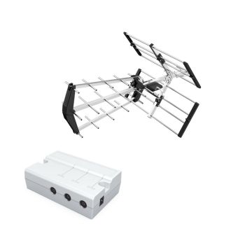 Antenne extérieure TNT trinappe LTE 700 MHz - Amplifiée - Protégée 5G/4G - Gain 40 dB