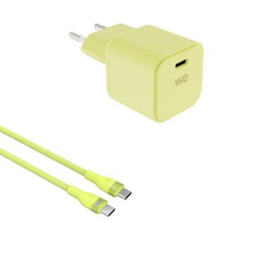 Bundle chargeur WE PC GaN 1 port USB-C 65W - PD3.0 + câble USB-C/USB-C 2m - Toucher doux, jaune