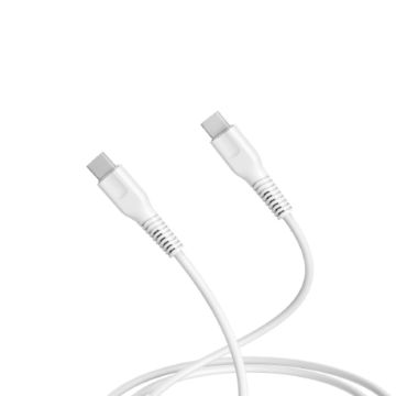 Câble USB-C/USB-C 2.0 Mâle/Mâle - 100W - Longueur 2M - Blanc - en sachet