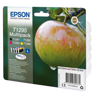 EPSON Multipack Pomme T1295 Encre DURABrite Ultra N, C, M, J 32,2ml
