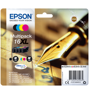 EPSON Cartouche Multipack Stylo à plume16XL Encre N,C,M,J XL 32,4ml