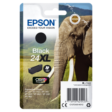 EPSON Cartouche Eléphant 24XL Encre Claria Photo HD Noir 10ml
