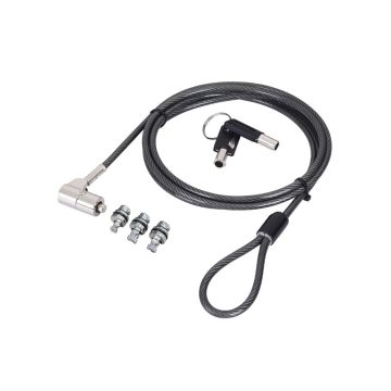 C&acirc;ble de s&eacute;curit&eacute; universel 3-en-1 pour encoche T-Lock 3x7mm / Noble Wedge 3,2x4,5mm / Nano 2,5x6mm &ndash; c&acirc;ble acier gain&eacute; PVC 4mm x 1,80m &ndash; option Master key