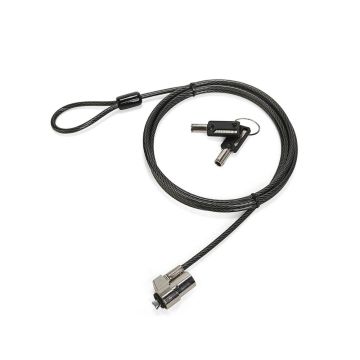 WEDGE LOCK KEY - C&acirc;ble de s&eacute;curit&eacute; Noble Wedge pour encoche 3,2x5mm &ndash; t&ecirc;te compacte 12 mm &ndash; c&acirc;ble acier 4mm x 1,80m &ndash; 2 cl&eacute;s utilisateur &ndash; option cl&eacute; Master key