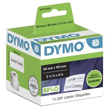 DYMO Rouleau de 220 étiquettes support papier 54x101mm pour LABELWRITER en papier blanc