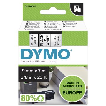 DYMO Ruban titreuse D1 9mm coloris  noir blanc