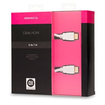 Câble HDMI mâle/mâle blanc 5m