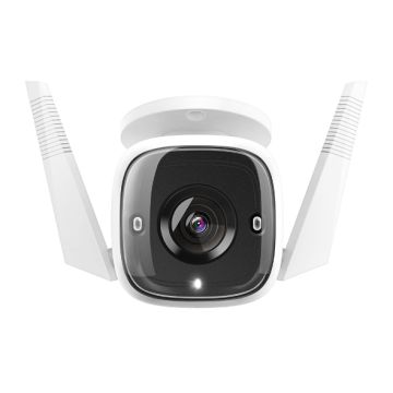 Caméra de sécurité Tapo WiFi Extérieure 2K 3MP 2,4 GHz stockage 128 Go IP66 Filaire ou sans fil Détection mouvement notifications