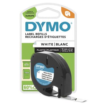 DYMO Ruban titreuse Letratag 12mm coloris noir blanc plastique