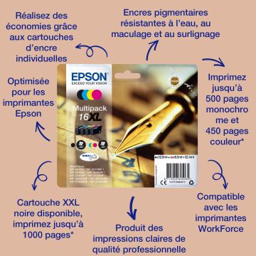 EPSON Cartouche Stylo à plume 16XL Encre Durabrite Magenta XL 6,5ml