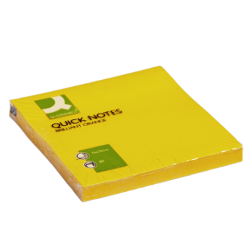 QCONNECT 1 Bloc-notes repositionnables 80F quick notes 76x76mm coloris néon orange vif