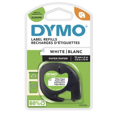 DYMO Ruban titreuse Letratag 12mm coloris noir blanc papier