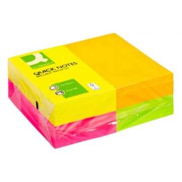 QCONNECT Lot de 12 Bloc-notes repositionnable 100F quick notes couleurs néon rainbow 76x127mm