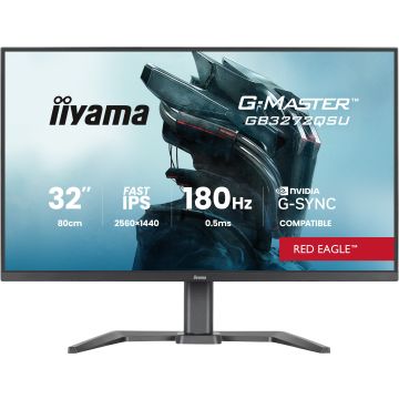 Ecran IIYAMA 32" G-Master Red eagle Fast IPS 2560x1440 0.5ms 400cd/m² 180Hz 2xHDMI DP 4xUSB (2x3.2 2xType C) HPs 15cm pied en réglable hauteur GB3272QSU-B1