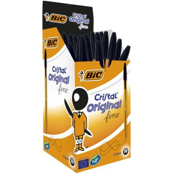 BIC Stylo bille cristal écriture fine 0.4mm couleur encre noir