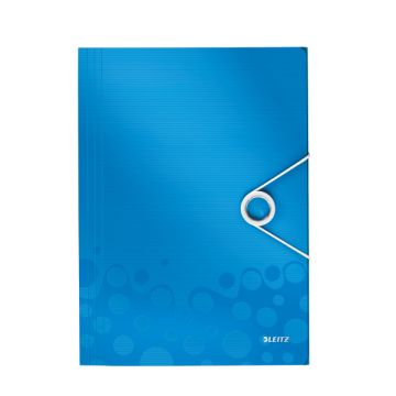 LEITZ Chemise à élastique WOW, A4, PP, bleu, surface stratifiée