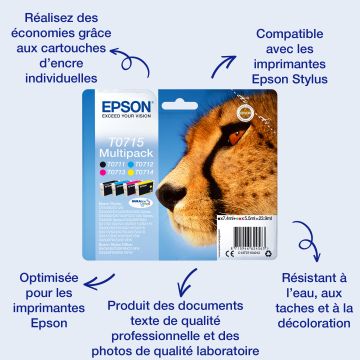 EPSON Cartouche Guépard T0713 Encre DURABrite Ultra Magenta 5,5ml