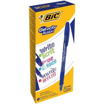 BIC Stylo Gelocity Illusion encre effacable Bleu