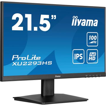Ecran IIYAMA 21.5 Noir IPS 16:9 1ms ULTRA MINCE 1920x1080 100Hz 300 cd/m&sup2; 1ms HDMI Displayport HPs 2x1W R&eacute;duc lumi&egrave;re bleue 3 c&ocirc;t&eacute;s sans bordure / XU2293HS-B6