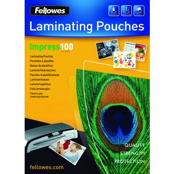 Fellowes Lot de 100 pochettes de plastification A4 brillante 100 microns par face